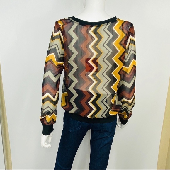 Missoni Target XS Brown Sheer Chevron Blouse Top - Picture 4 of 7